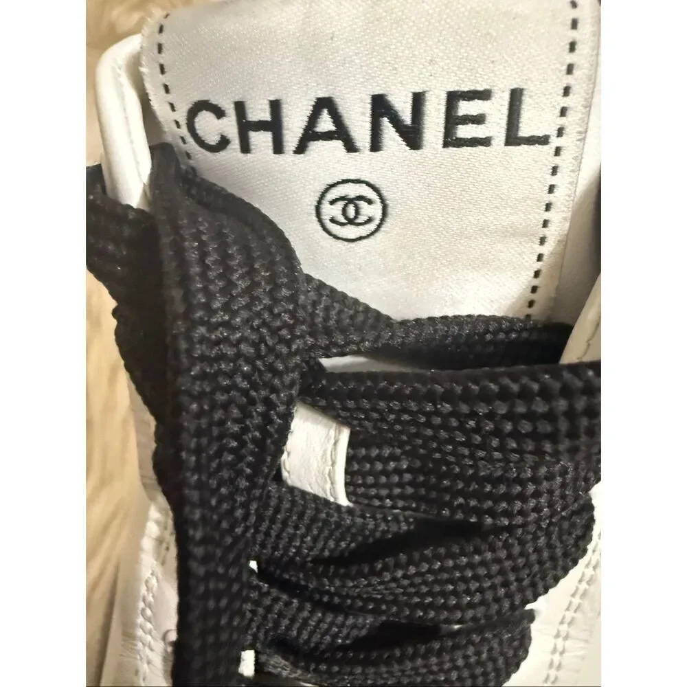 Chanel Women's Lace-Up Calfskin Low Top Sneaker Flats Shoes White 40 verified